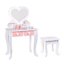 Kids Girls Vanity Table Children Dressing Mirror Make Up Desk Toy Play Gift Set