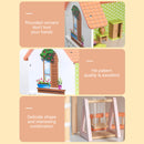 3 Story Wooden Doll House With Balcony 23 Accessories Toy Gift For 3 +Years Kids