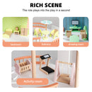 3 Story Wooden Doll House With Balcony 23 Accessories Toy Gift For 3 +Years Kids