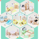 3 Story Wooden Doll House With Balcony 23 Accessories Toy Gift For 3 +Years Kids