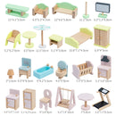 3 Story Wooden Doll House With Balcony 23 Accessories Toy Gift For 3 +Years Kids