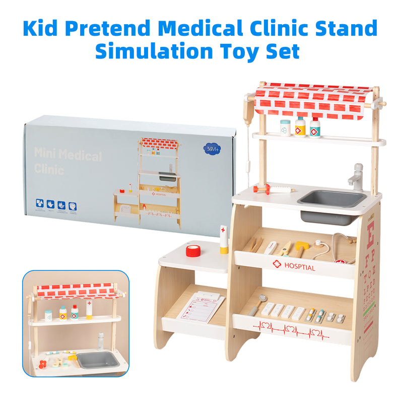 Kid Pretend Medical Clinic Stand Simulation Toy Set With 22 Accessories Ages 3+