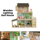 3Story Wooden Lighting Doll House With Balcony 20 Accessories Toy For 3+Year Kid