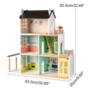 3Story Wooden Lighting Doll House With Balcony 20 Accessories Toy For 3+Year Kid