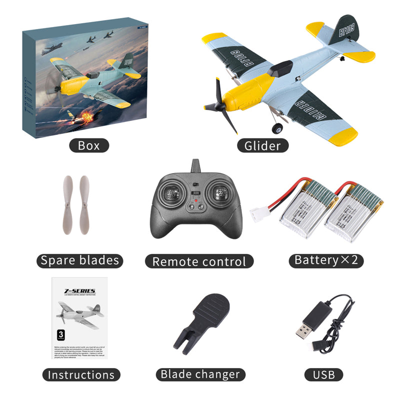 RC Plane 3Channel BF-109 Airplane Toys 2.4GHZ 6-Axis Gyro Plane With 2 Batteries