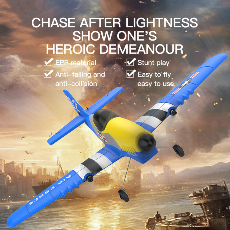 3Channel P51 Remote Control 2.4Ghz 6Axis Stabilizer Airplane Toy With 2Batteries