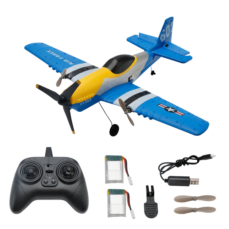 3Channel P51 Remote Control 2.4Ghz 6Axis Stabilizer Airplane Toy With 2Batteries