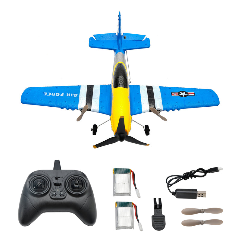 3Channel P51 Remote Control 2.4Ghz 6Axis Stabilizer Airplane Toy With 2Batteries