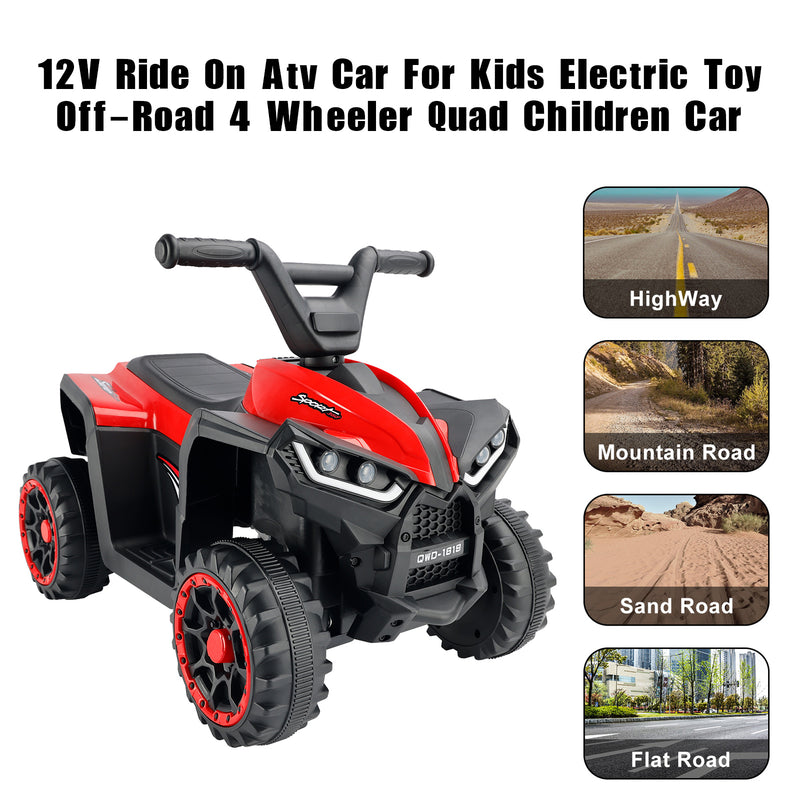 12V Ride On Atv Car For Kids Electric Toy Off-Road 4 Wheeler Quad Children Car