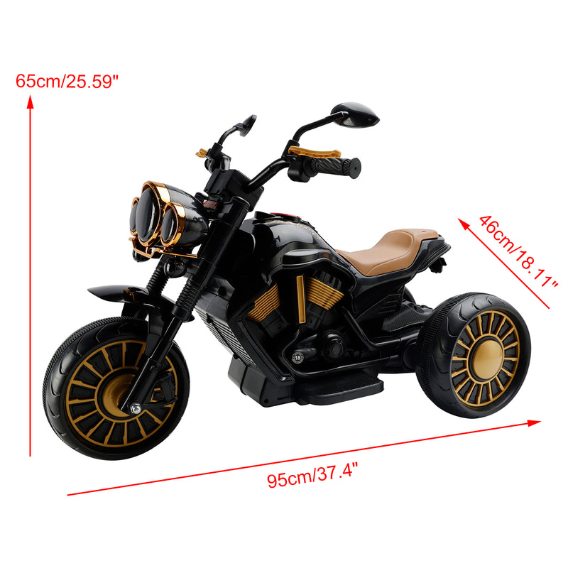 3 Wheel Kids Ride On Motorcycle Electric Dual Drive Toy Car With LED Light