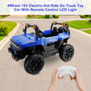 4Wheel 12V Electric Kid Ride On Truck Toy Car With Remote Control LED Light Blue