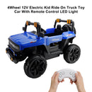 4Wheel 12V Electric Kid Ride On Truck Toy Car With Remote Control LED Light Blue