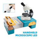 Handheld Microscope LED 100X-1200X Magnification Science Toys Kit For Kid White