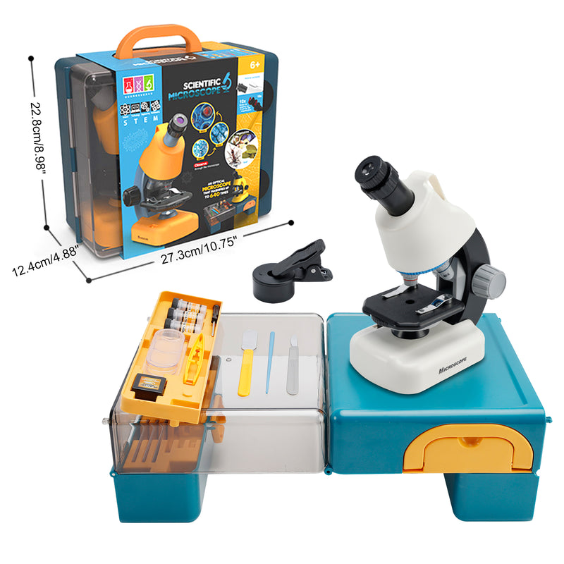 Handheld Microscope LED 100X-1200X Magnification Science Toys Kit For Kid White