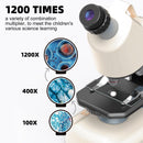 Handheld Microscope LED 100X-1200X Magnification Science Toys Kit For Kid White