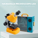 Handheld Microscope LED 100X-1200X Magnification Science Toys Kit For Kid Yellow