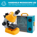 Handheld Microscope LED 100X-1200X Magnification Science Toys Kit For Kid Yellow