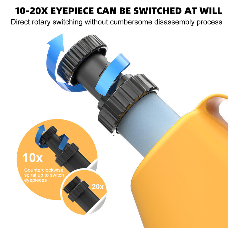 Handheld Microscope LED 100X-1200X Magnification Science Toys Kit For Kid Yellow