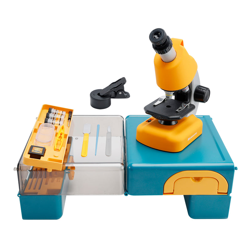 Handheld Microscope LED 100X-1200X Magnification Science Toys Kit For Kid Yellow