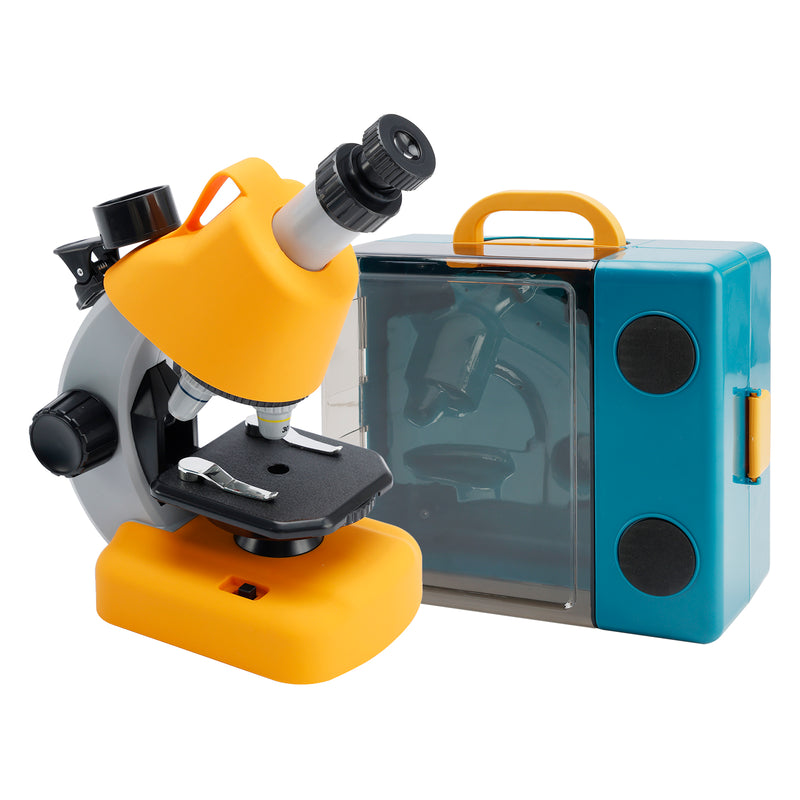 Handheld Microscope LED 100X-1200X Magnification Science Toys Kit For Kid Yellow