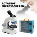 Rotating Microscope LED 100X-1200X Magnification Science Toys Kit For Kid White