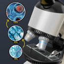 Rotating Microscope LED 100X-1200X Magnification Science Toys Kit For Kid White