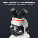 Rotating Microscope LED 100X-1200X Magnification Science Toys Kit For Kid White