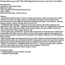 Rotating Microscope LED 100X-1200X Magnification Science Toys Kit For Kid White