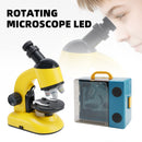 Rotating Microscope LED 100X-1200X Magnification Science Toys Kit For Kid Yellow