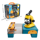 Rotating Microscope LED 100X-1200X Magnification Science Toys Kit For Kid Yellow