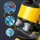 Rotating Microscope LED 100X-1200X Magnification Science Toys Kit For Kid Yellow