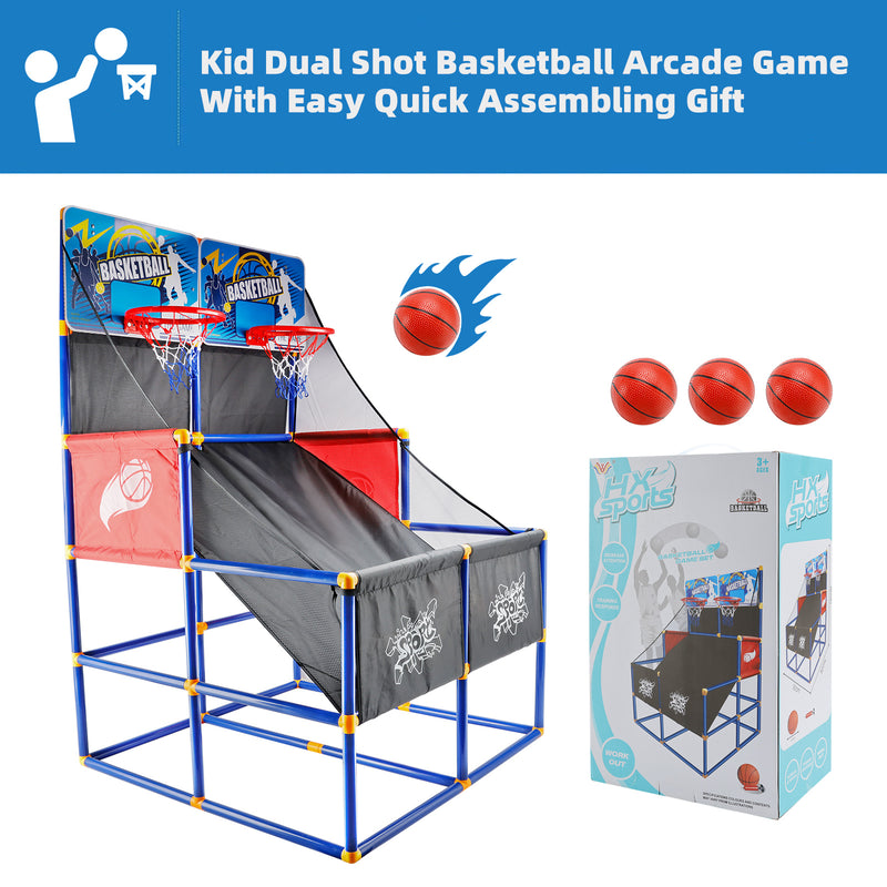 Kid Dual Shot Basketball Arcade Game With 4 Balls Easy Quick Assembling Gift