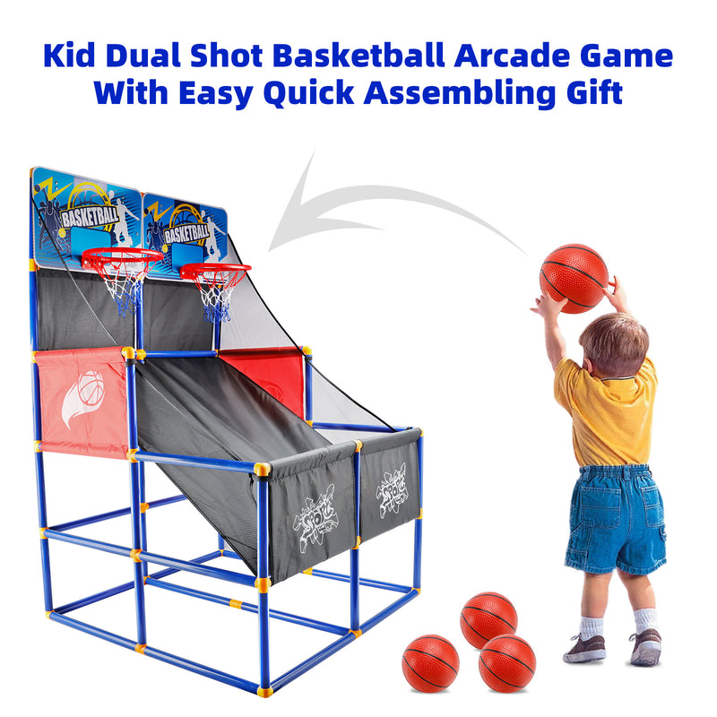 Kid Dual Shot Basketball Arcade Game With 4 Balls Easy Quick Assembling Gift
