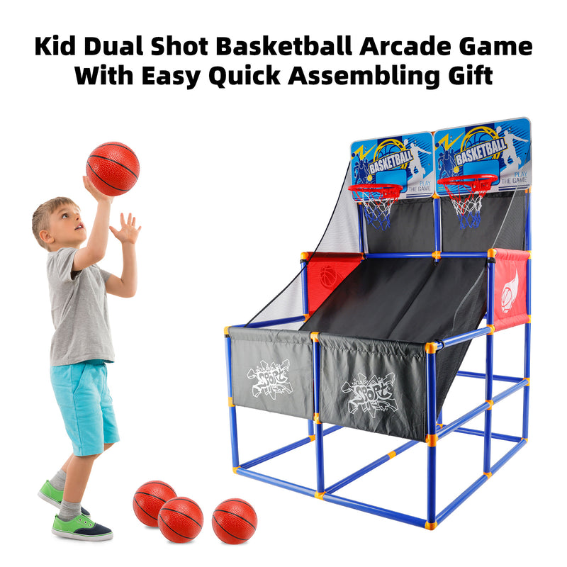 Kid Dual Shot Basketball Arcade Game With 4 Balls Easy Quick Assembling Gift