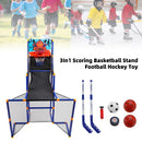 3In1 Scoring Basketball Stand Football Hockey Toy Gift Set For 3+ Years Kids