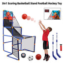 3In1 Scoring Basketball Stand Football Hockey Toy Gift Set For 3+ Years Kids