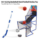 3In1 Scoring Basketball Stand Football Hockey Toy Gift Set For 3+ Years Kids