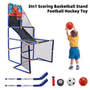 3In1 Scoring Basketball Stand Football Hockey Toy Gift Set For 3+ Years Kids