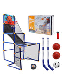 3In1 Scoring Basketball Stand Football Hockey Toy Gift Set For 3+ Years Kids