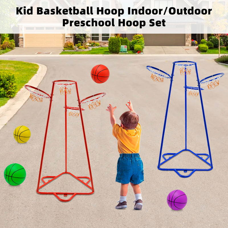 Early Learning 4 Hoop Kid Basketball Hoop Indoor/Outdoor Preschool Hoop Set