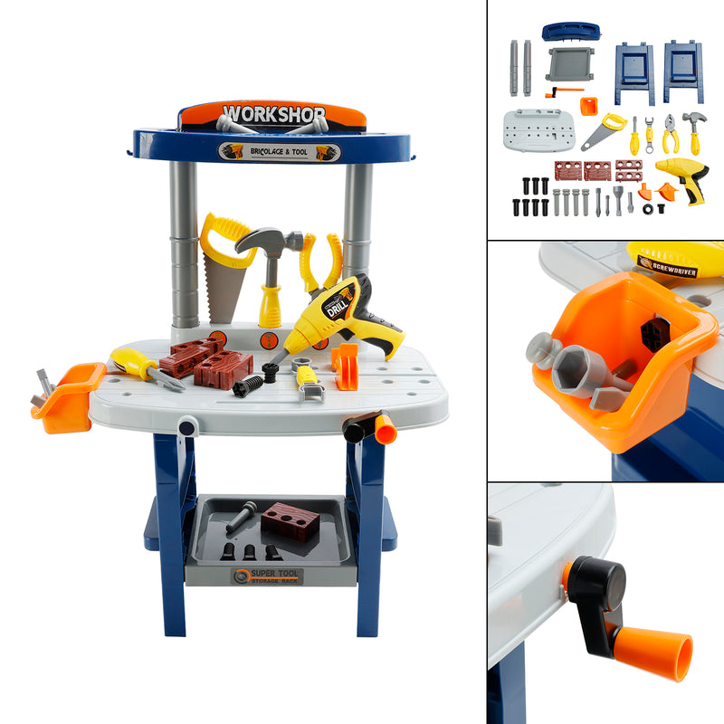 37+Pcs Kid Workbench Electric Drill Tool Pretend Play Workshop Construction Toy