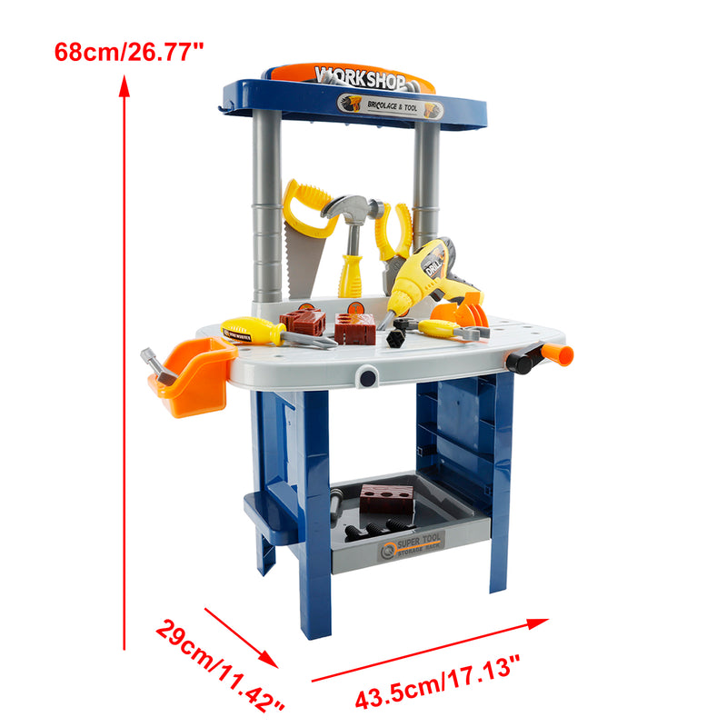 37+Pcs Kid Workbench Electric Drill Tool Pretend Play Workshop Construction Toy