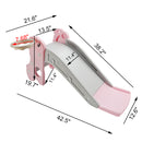 3In1 Kid Folding Slide With Climber,Basketball Hoop,Freestanding Slide Toy Pink