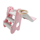 3In1 Kid Folding Slide With Climber,Basketball Hoop,Freestanding Slide Toy Pink