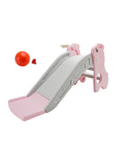 3In1 Kid Folding Slide With Climber,Basketball Hoop,Freestanding Slide Toy Pink