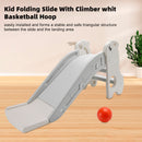 3In1 Kid Folding Slide With Climber,Basketball Hoop,Freestanding Slide Toy White