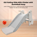 3In1 Kid Folding Slide With Climber,Basketball Hoop,Freestanding Slide Toy White