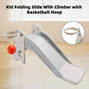 3In1 Kid Folding Slide With Climber,Basketball Hoop,Freestanding Slide Toy White
