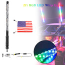 2ft RGB LED APP Whip Lights Antenna W/ Flag Remote Control For Polaris UTV ATV