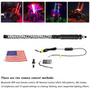 2ft RGB LED APP Whip Lights Antenna W/ Flag Remote Control For Polaris UTV ATV